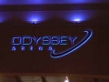 Odyssey Arena stainless steel halo illuminated lettering