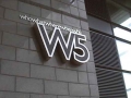 W5 Belfast 'Black-White' stainless steel illuminated lettering. It appears black during the day & illuminates white at night