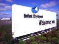 Original Belfast City Airport low level free-standing branding with SignLite uplighter illumination