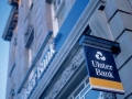 Illuminated double-sided projecting sign Ulster Bank