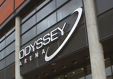 Odyssey Arena 3D stainless steel illuminated lettering